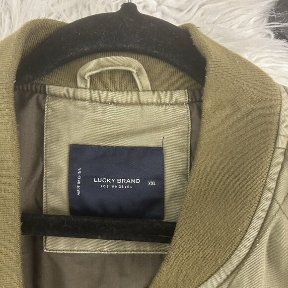 Lucky Brand Quilted Bomber Jacket Men's Military Green Zip Vintage Y2K Size XXL - Picture 8 of 12